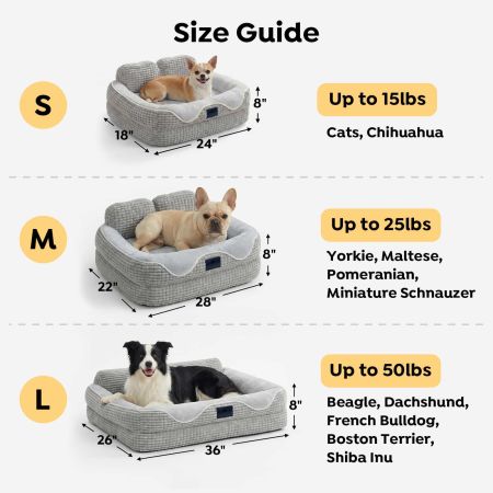 Veehoo Orthopedic Square Dog Bed with Bolster Sides Gray Beds & Condos image2