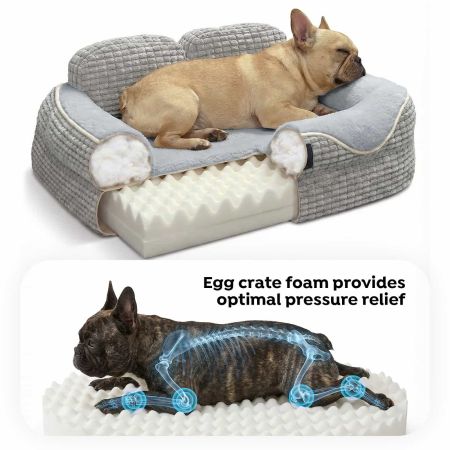 Veehoo Orthopedic Square Dog Bed with Bolster Sides Gray Beds & Condos image3