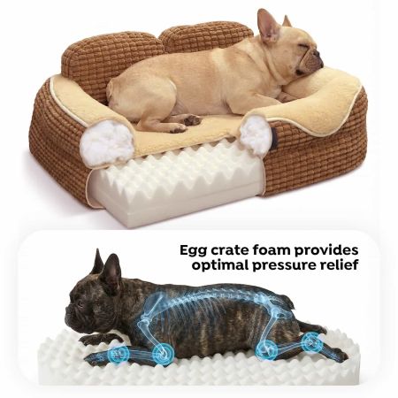 Veehoo Orthopedic Square Dog Bed with Bolster Sides Brown Beds & Condos image2