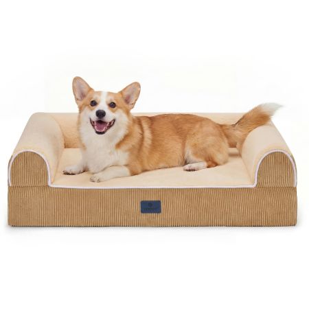 Veehoo Orthopedic Dog Bed with 3-Sided Bolster Yellow Sales image1 Veehoo Orthopedic Dog Bed with 3-Sided Bolster Yellow Sales image1