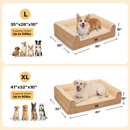 Veehoo Orthopedic Dog Bed with 3-Sided Bolster Yellow Sales image2 Veehoo Orthopedic Dog Bed with 3-Sided Bolster Yellow Sales image2