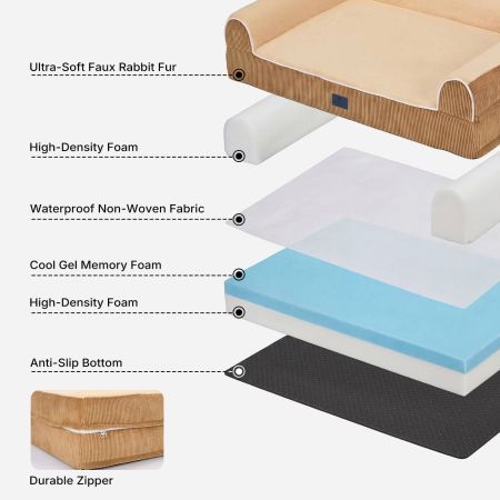 Veehoo Orthopedic Dog Bed with 3-Sided Bolster Yellow Sales image3 Veehoo Orthopedic Dog Bed with 3-Sided Bolster Yellow Sales image3