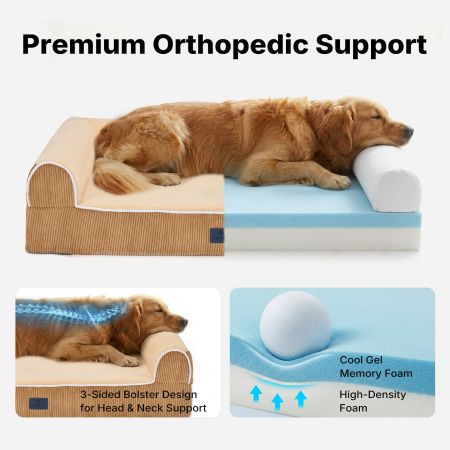 Veehoo Orthopedic Dog Bed with 3-Sided Bolster Yellow Sales image4 Veehoo Orthopedic Dog Bed with 3-Sided Bolster Yellow Sales image4