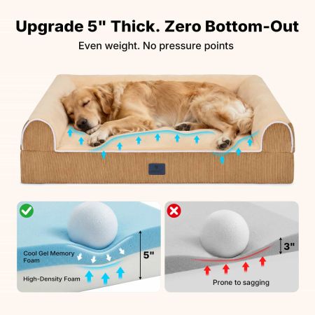Veehoo Orthopedic Dog Bed with 3-Sided Bolster Yellow Bolster & Sofa Beds image3 Veehoo Orthopedic Dog Bed with 3-Sided Bolster Yellow Bolster & Sofa Beds image3