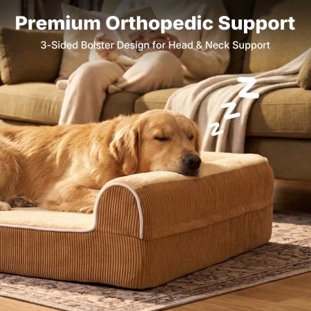 Veehoo Orthopedic Dog Bed with 3-Sided Bolster Yellow Bolster & Sofa Beds image5 Veehoo Orthopedic Dog Bed with 3-Sided Bolster Yellow Bolster & Sofa Beds image5