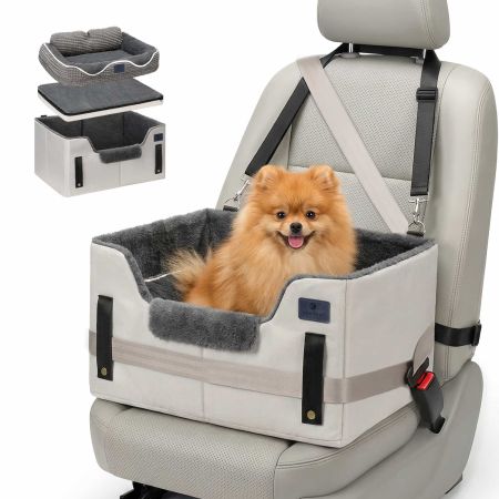 Veehoo 2-in-1 Dog Car Seat and Indoor Dog Bed Gray Bolster Beds image1