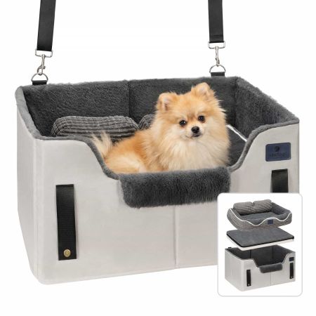Veehoo 2-in-1 Dog Car Seat and Indoor Dog Bed Gray Bolster Beds image12