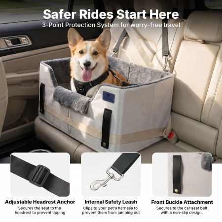 Veehoo 2-in-1 Dog Car Seat and Indoor Dog Bed Gray Bolster Beds image13