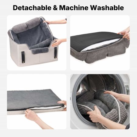 Veehoo 2-in-1 Dog Car Seat and Indoor Dog Bed Gray Bolster Beds image5