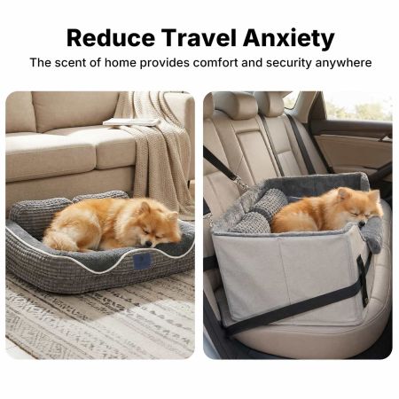 Veehoo 2-in-1 Dog Car Seat and Indoor Dog Bed Gray Bolster Beds image6