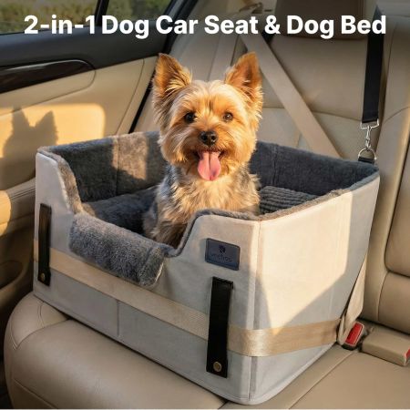 Veehoo 2-in-1 Dog Car Seat and Indoor Dog Bed Gray Bolster Beds image7