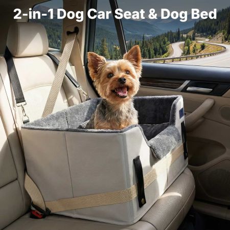 Veehoo 2-in-1 Dog Car Seat and Indoor Dog Bed Gray Bolster Beds image8