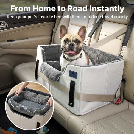 Veehoo 2-in-1 Dog Car Seat and Indoor Dog Bed Gray Bolster Beds image9