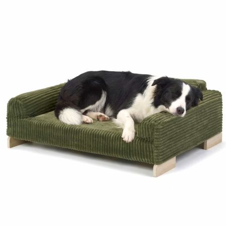 Veehoo Elevated Indoor Dog Sofa Bed with Wooden Frame Green New Arrivals image1