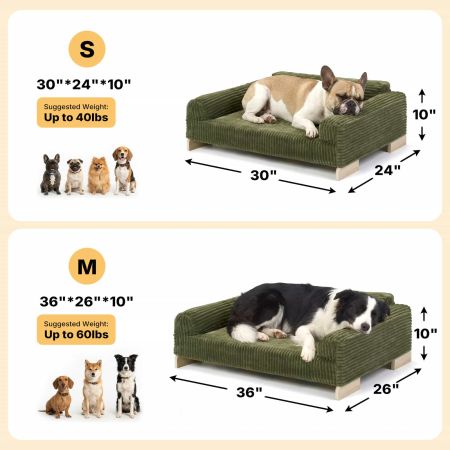 Veehoo Elevated Indoor Dog Sofa Bed with Wooden Frame Green New Arrivals image4