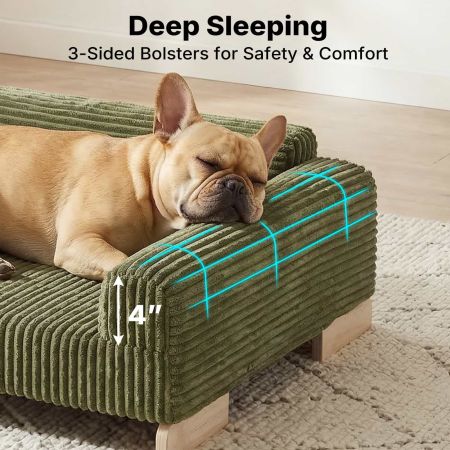 Veehoo Elevated Indoor Dog Sofa Bed with Wooden Frame Green New Arrivals image5