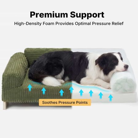 Veehoo Elevated Indoor Dog Sofa Bed with Wooden Frame Green New Arrivals image6