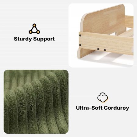 Veehoo Elevated Indoor Dog Sofa Bed with Wooden Frame Green New Arrivals image8