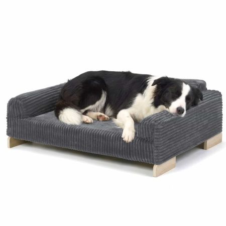 Veehoo Elevated Indoor Dog Sofa Bed with Wooden Frame Gray Bolster & Sofa Beds image1 Veehoo Elevated Indoor Dog Sofa Bed with Wooden Frame Gray Bolster & Sofa Beds image1