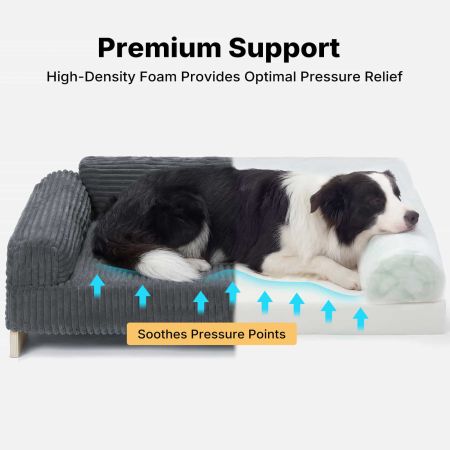 Veehoo Elevated Indoor Dog Sofa Bed with Wooden Frame Gray Bolster & Sofa Beds image6 Veehoo Elevated Indoor Dog Sofa Bed with Wooden Frame Gray Bolster & Sofa Beds image6