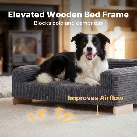 Veehoo Elevated Indoor Dog Sofa Bed with Wooden Frame Gray Sales image3