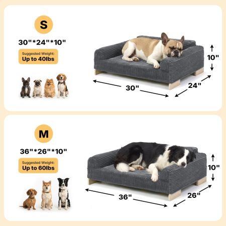 Veehoo Elevated Indoor Dog Sofa Bed with Wooden Frame Gray Sales image4