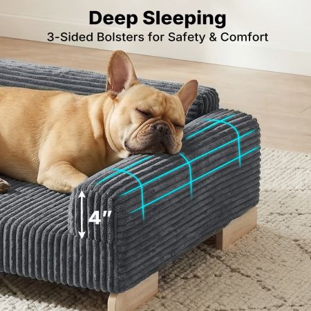 Veehoo Elevated Indoor Dog Sofa Bed with Wooden Frame Gray Sales image5