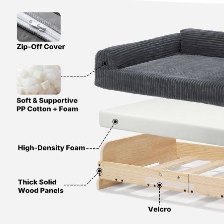 Veehoo Elevated Indoor Dog Sofa Bed with Wooden Frame Gray Sales image7
