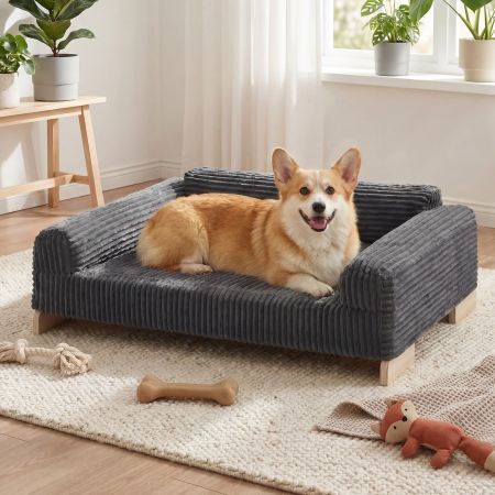 Veehoo Elevated Indoor Dog Sofa Bed with Wooden Frame Gray Sales image9