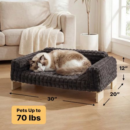 Veehoo Elevated Cat Sofa Bed with Wooden Frame Gray Beds & Condos image2 Veehoo Elevated Cat Sofa Bed with Wooden Frame Gray Beds & Condos image2