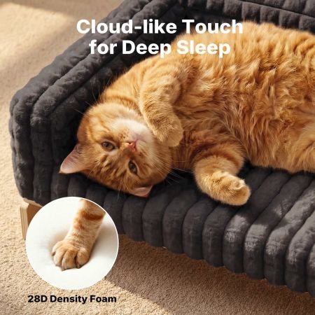 Veehoo Elevated Cat Sofa Bed with Wooden Frame Gray Beds & Condos image3 Veehoo Elevated Cat Sofa Bed with Wooden Frame Gray Beds & Condos image3