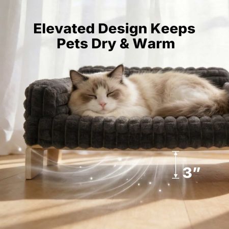 Veehoo Elevated Cat Sofa Bed with Wooden Frame Gray Beds & Condos image4 Veehoo Elevated Cat Sofa Bed with Wooden Frame Gray Beds & Condos image4