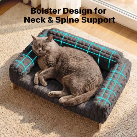 Veehoo Elevated Cat Sofa Bed with Wooden Frame Gray Beds & Condos image5 Veehoo Elevated Cat Sofa Bed with Wooden Frame Gray Beds & Condos image5