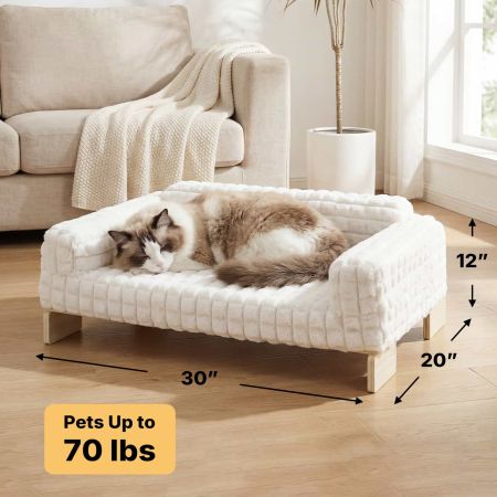 Veehoo Elevated Cat Sofa Bed with Wooden Frame White Beds & Condos image2