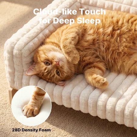 Veehoo Elevated Cat Sofa Bed with Wooden Frame White Beds & Condos image3