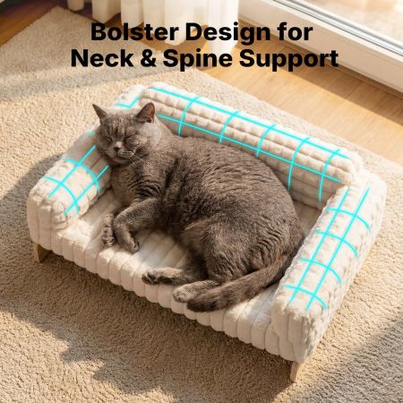 Veehoo Elevated Cat Sofa Bed with Wooden Frame White Beds & Condos image5