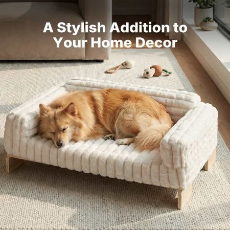 Veehoo Elevated Cat Sofa Bed with Wooden Frame White Beds & Condos image7