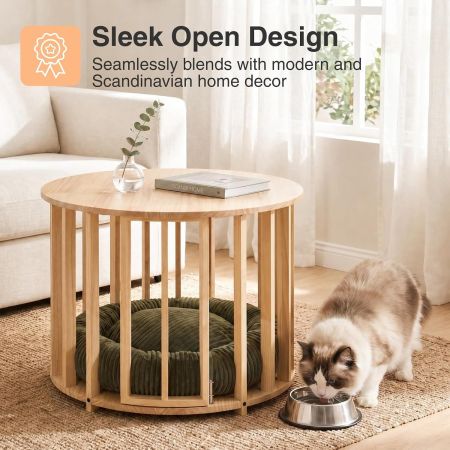 Veehoo Dog Crate Table with Pet Bed Beige Beds & Condos image4