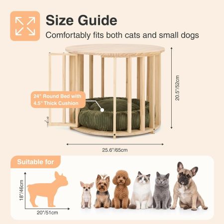Veehoo Dog Crate Table with Pet Bed Beige Beds & Condos image6
