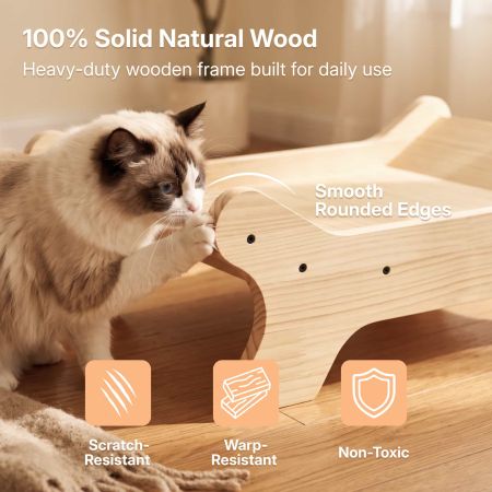 Veehoo Elevated Wooden Cat Bed for Cats and Small Dogs Cream White Elevated Beds image4