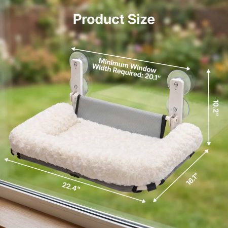 Veehoo Cat Window Hammock Bed with Fold-Flat Design Cream White Wall Shelves image2 Veehoo Cat Window Hammock Bed with Fold-Flat Design Cream White Wall Shelves image2