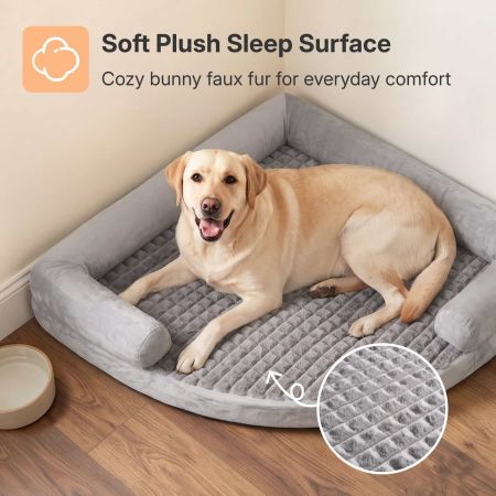 Veehoo Space-Saving Corner Dog Bed with Orthopedic Foam Gray New Arrivals image3