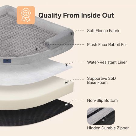 Veehoo Space-Saving Corner Dog Bed with Orthopedic Foam Gray New Arrivals image5