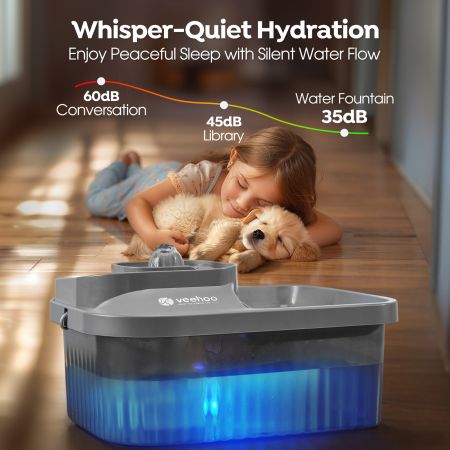 Veehoo 9L Plastic Dog Water Fountain Silver Sales image6 Veehoo 9L Plastic Dog Water Fountain Silver Sales image6