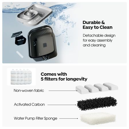 Veehoo 9L Plastic Dog Water Fountain Silver Sales image7 Veehoo 9L Plastic Dog Water Fountain Silver Sales image7