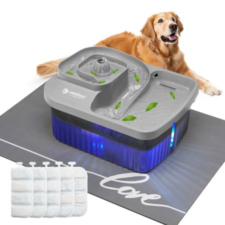 Veehoo 9L Plastic Dog Water Fountain Silver Sales image8 Veehoo 9L Plastic Dog Water Fountain Silver Sales image8