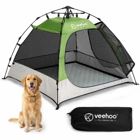 Veehoo Portable Pop Up Dog Tent Shelter with Camping Mat Green Sales image1 Veehoo Portable Pop Up Dog Tent Shelter with Camping Mat Green Sales image1