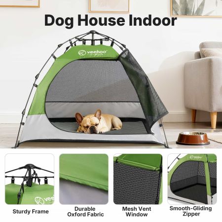 Veehoo Portable Pop Up Dog Tent Shelter with Camping Mat Green Sales image3 Veehoo Portable Pop Up Dog Tent Shelter with Camping Mat Green Sales image3