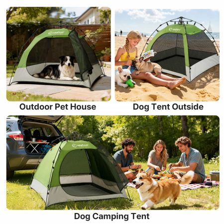 Veehoo Portable Pop Up Dog Tent Shelter with Camping Mat Green Sales image6 Veehoo Portable Pop Up Dog Tent Shelter with Camping Mat Green Sales image6