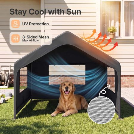 Veehoo Extra Large Outdoor Dog House with UV Protection Gray Pens & Crates image3
